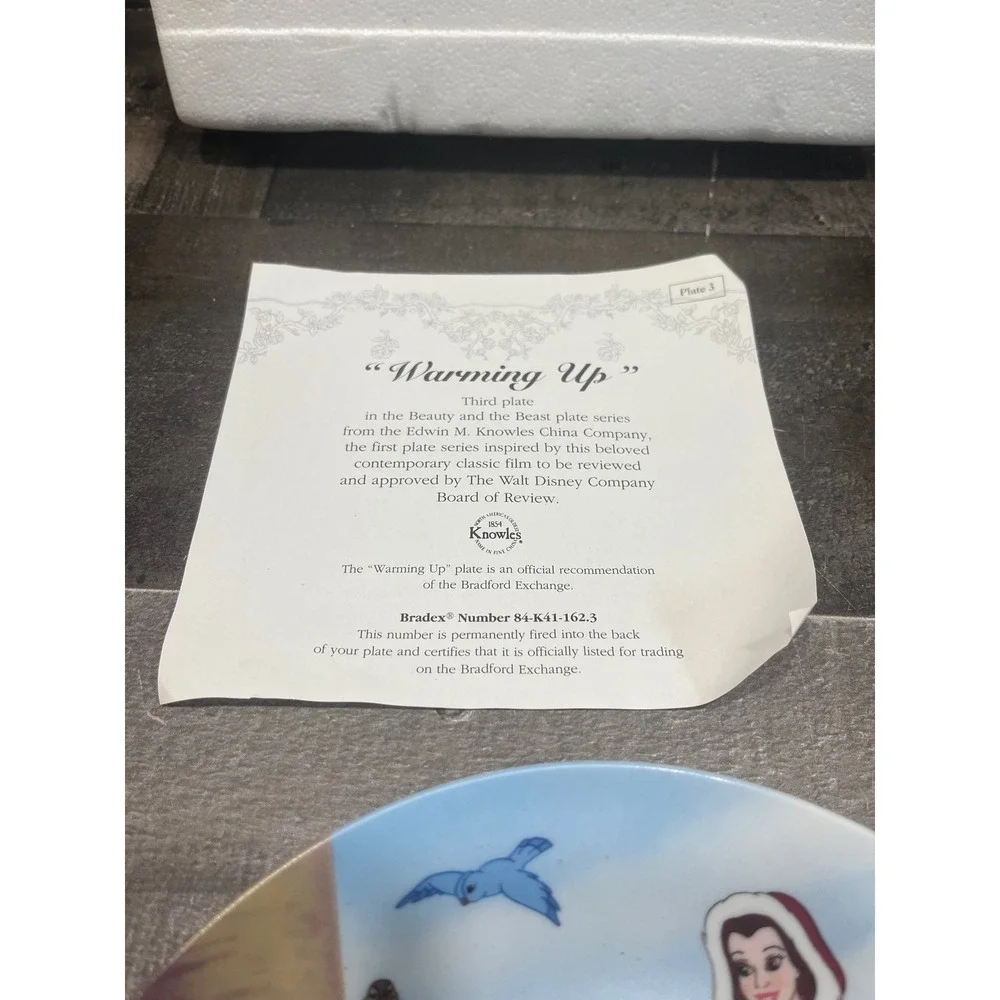 Disney Beauty and the Beast Warming Up Collector Plate Knowles 1993 COA 8455A